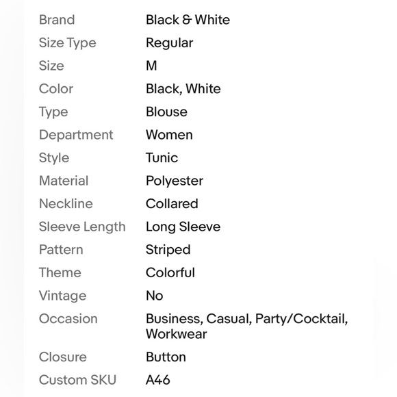 Grace Womens Blouse Size Medium Black White Vertical Stripe New Top NWT - Picture 6 of 6